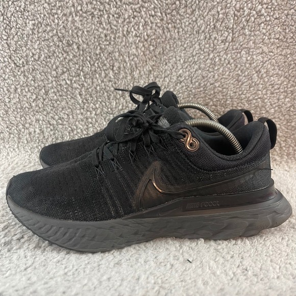 Nike React Infinity Run Flyknit 3 Men's Size 9 Triple Black Running Shoes CT2357